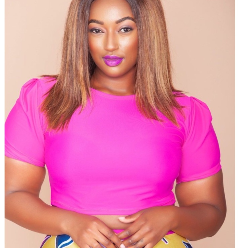 Hot pink crop blouse -Rue107